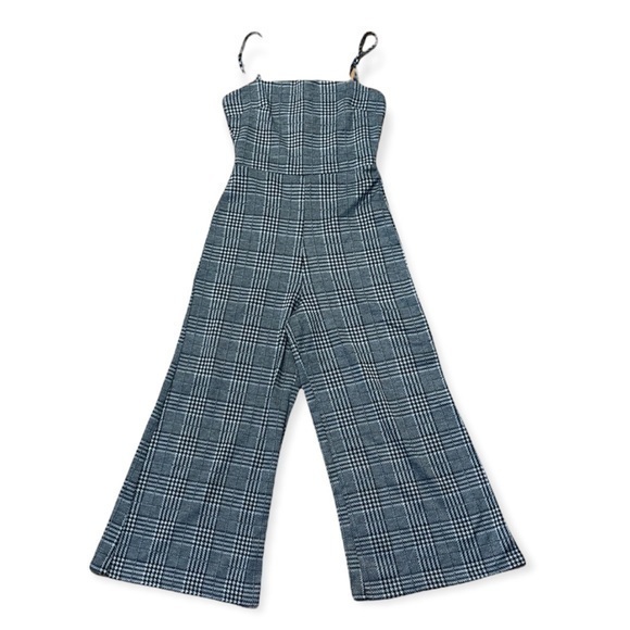 Forever 21 Plaid Jumpsuit wide Capri legs spaghetti straps small - Picture 1 of 6